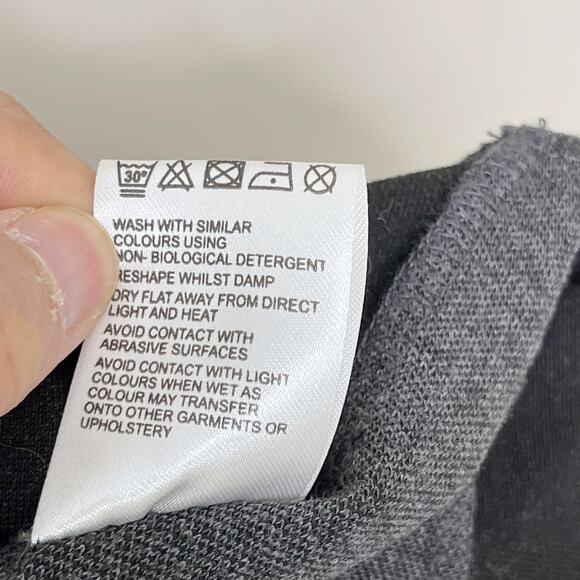 Whistles Size 2 Black Gray Knit Colorblock Long Sleeve Dress Bodycon Cocktail - Picture 9 of 9